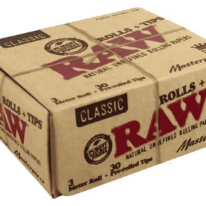RAW CLASSIC 'MASTER PIECE w/ 3 METER ROLL + 30 PRE ROLLED TIPS'