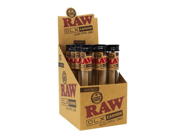 RAW-dlx-glass-cannons-box.png RAW DLX 'CANNON' w/GLASS TIPS | 12/DISPLAY - Image 1