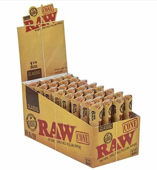 RAW CLASSIC CONES | 1 1/4 SIZE | 6/32 PK - Image 1