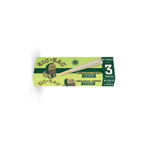 ZIG ZAG PAPER CONES ORGANIC HEMP | KING SIZE | 3/PK - Image 2
