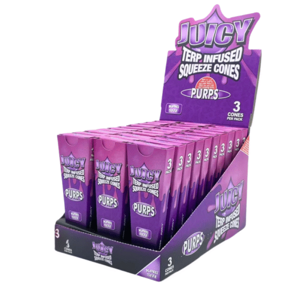 JUICY JAY TERP INFUSED SQUEEZE CONES | PURPS | KING SIZE | 3/30 DISPLAY - Image 1